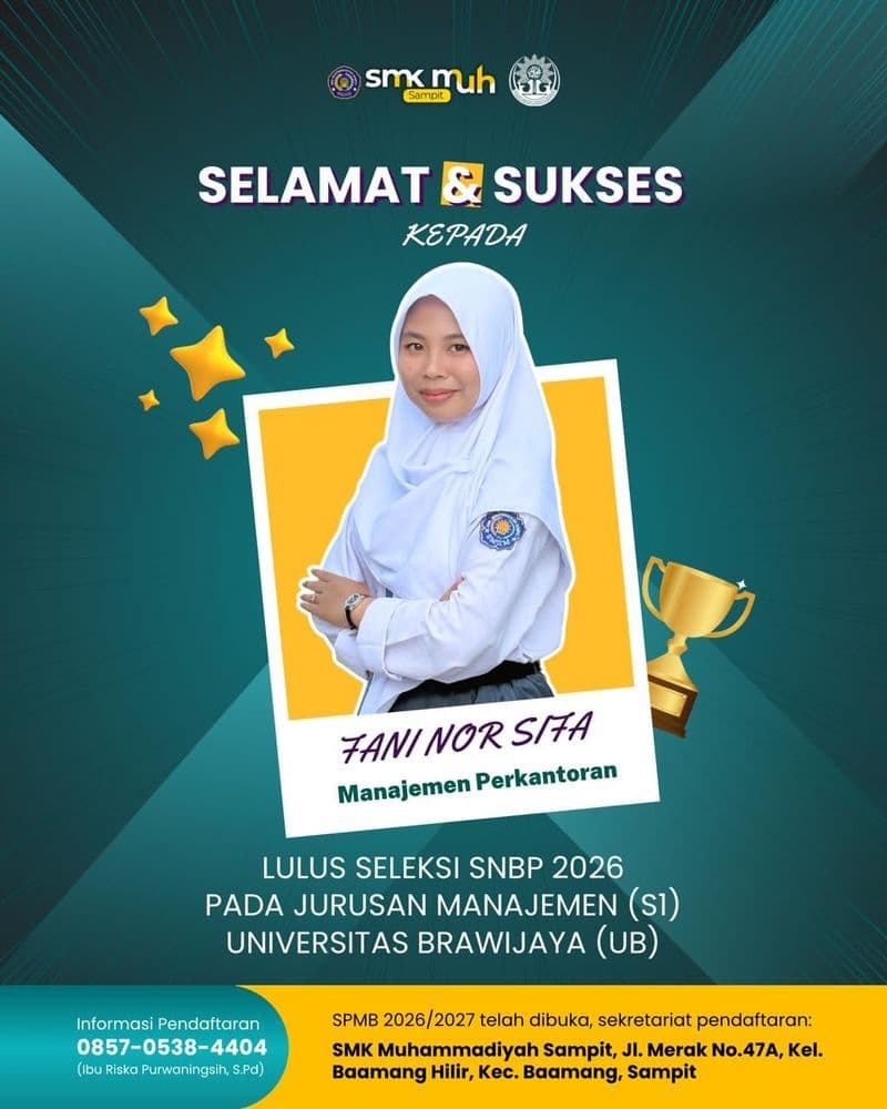 Siswa SMK Muhammadiyah Sampit Lulus SNBP, Diterima di Universitas Brawijaya